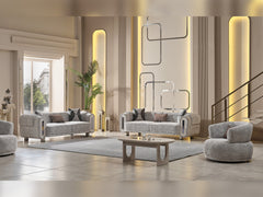 Parma Light Grey 3-pieces (Sofa & Loveseat & Chair) Living Room Set - Ornate Home