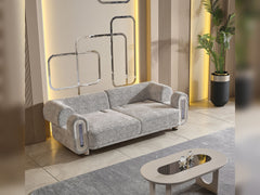 Parma Light Grey Convertible Loveseat - Ornate Home