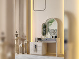 Parma Cream/Grey Bedroom Set (Queen Frame With Headboard & Dresser With Mirror & 2 Nightstand)