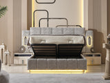 Parma Cream/Grey Bedroom Set (Queen Frame With Headboard & Dresser With Mirror & 2 Nightstand)