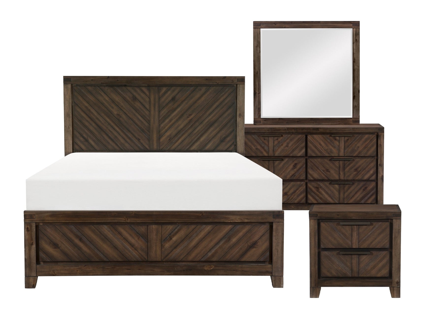 Parnell Distressed Espresso 4-piece Queen Bedroom Set - Ornate Home