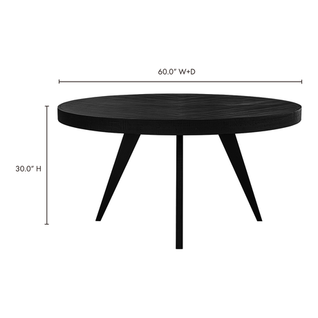 Parq Black 60 Inch Round Dining Table - Ornate Home