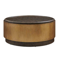 Parrish Brass/Woodtone Round Coffee Table - Ornate Home
