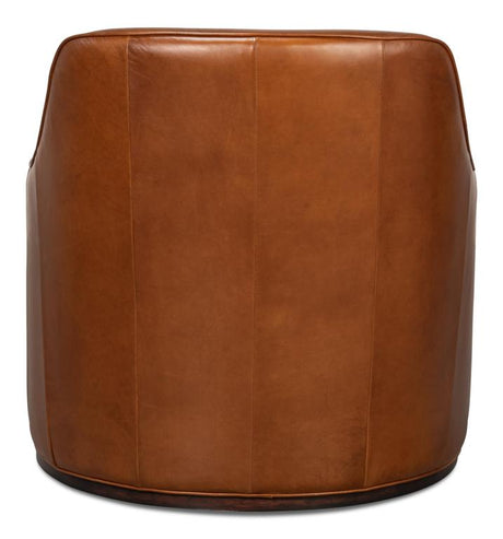 Parrish Brown Distilled Leather Swivel Chair - Ornate Home
