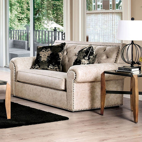 Parshall Beige/Gold Loveseat - Ornate Home