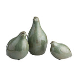 Partridge Green 3 Piece Ceramic Statues - Ornate Home