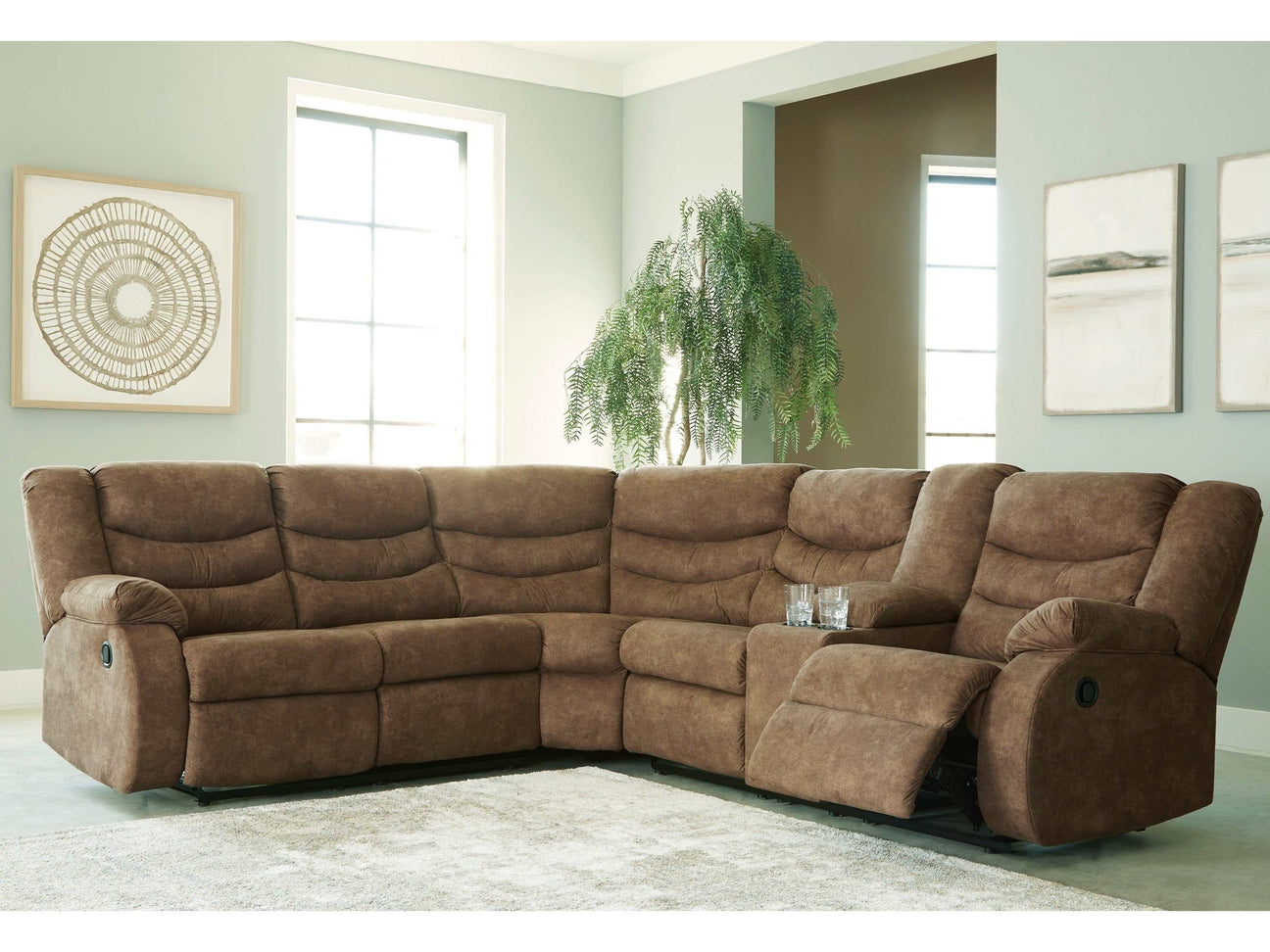 Partymate Brindle Manual Reclining Sectional Living Room Set (Online Special Price) - Ornate Home