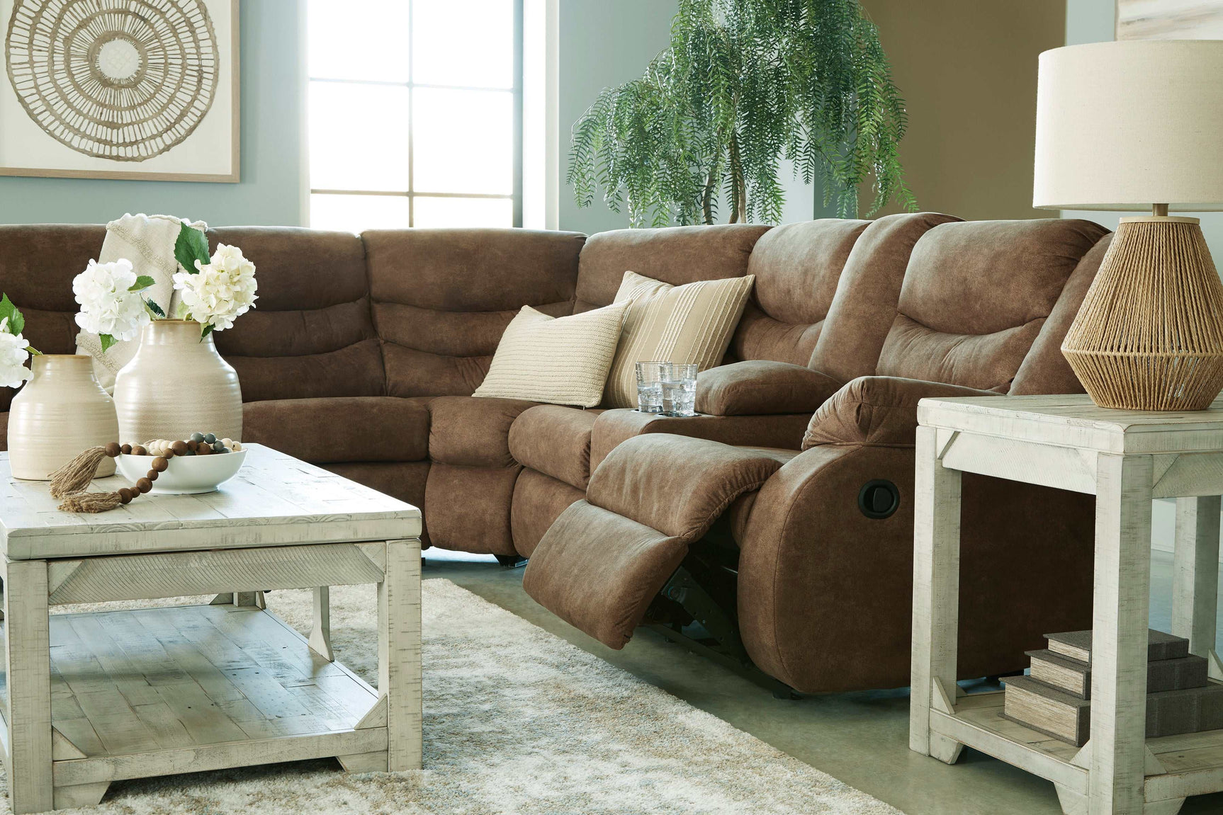 Partymate Brindle Manual Reclining Sectional Living Room Set - Ornate Home