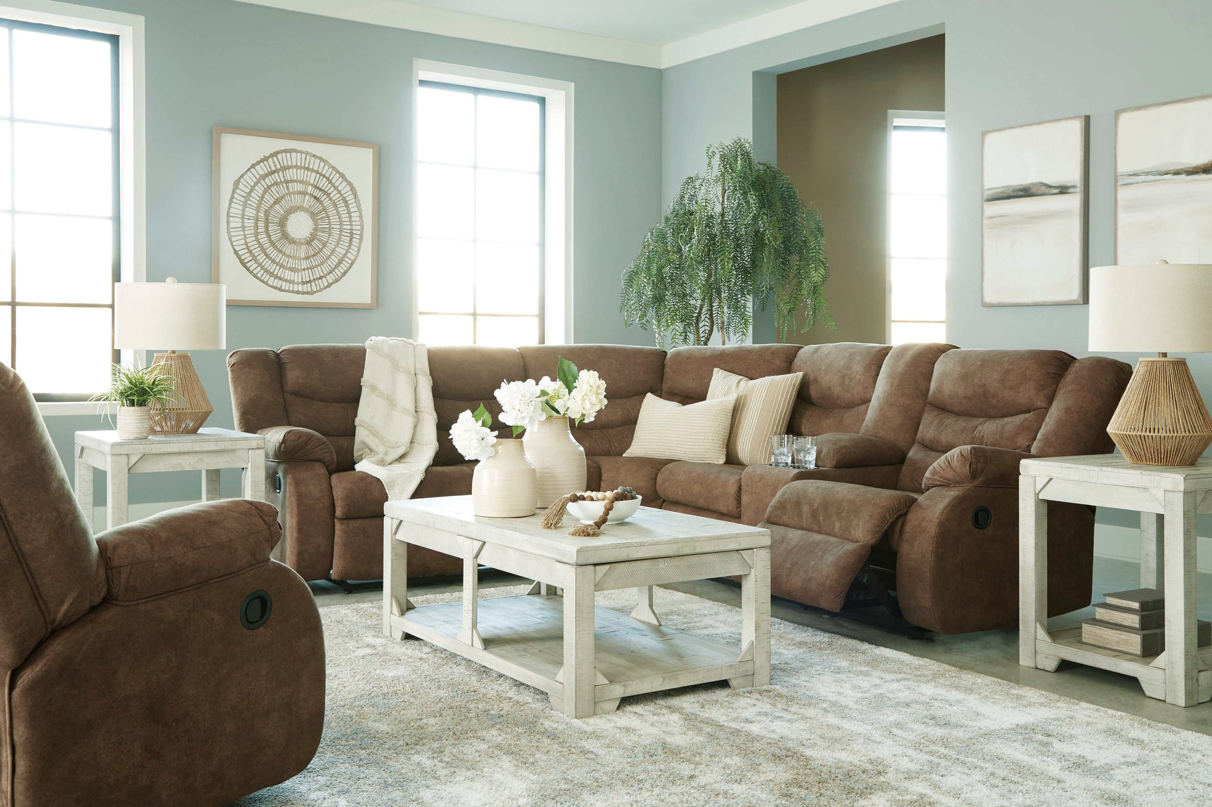 Partymate Brindle Manual Reclining Sectional Living Room Set - Ornate Home