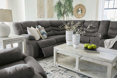 Partymate Slate Manual Reclining Sectional Living Room Set - Ornate Home