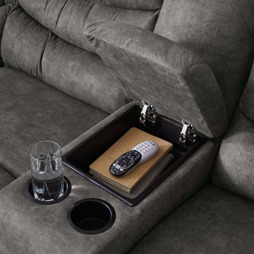 Partymate Slate Manual Reclining Sectional Living Room Set - Ornate Home