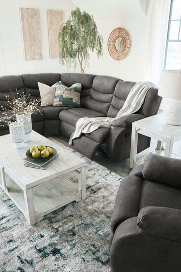Partymate Slate Manual Reclining Sectional Living Room Set - Ornate Home