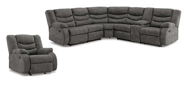 Partymate Slate Manual Reclining Sectional Living Room Set - Ornate Home