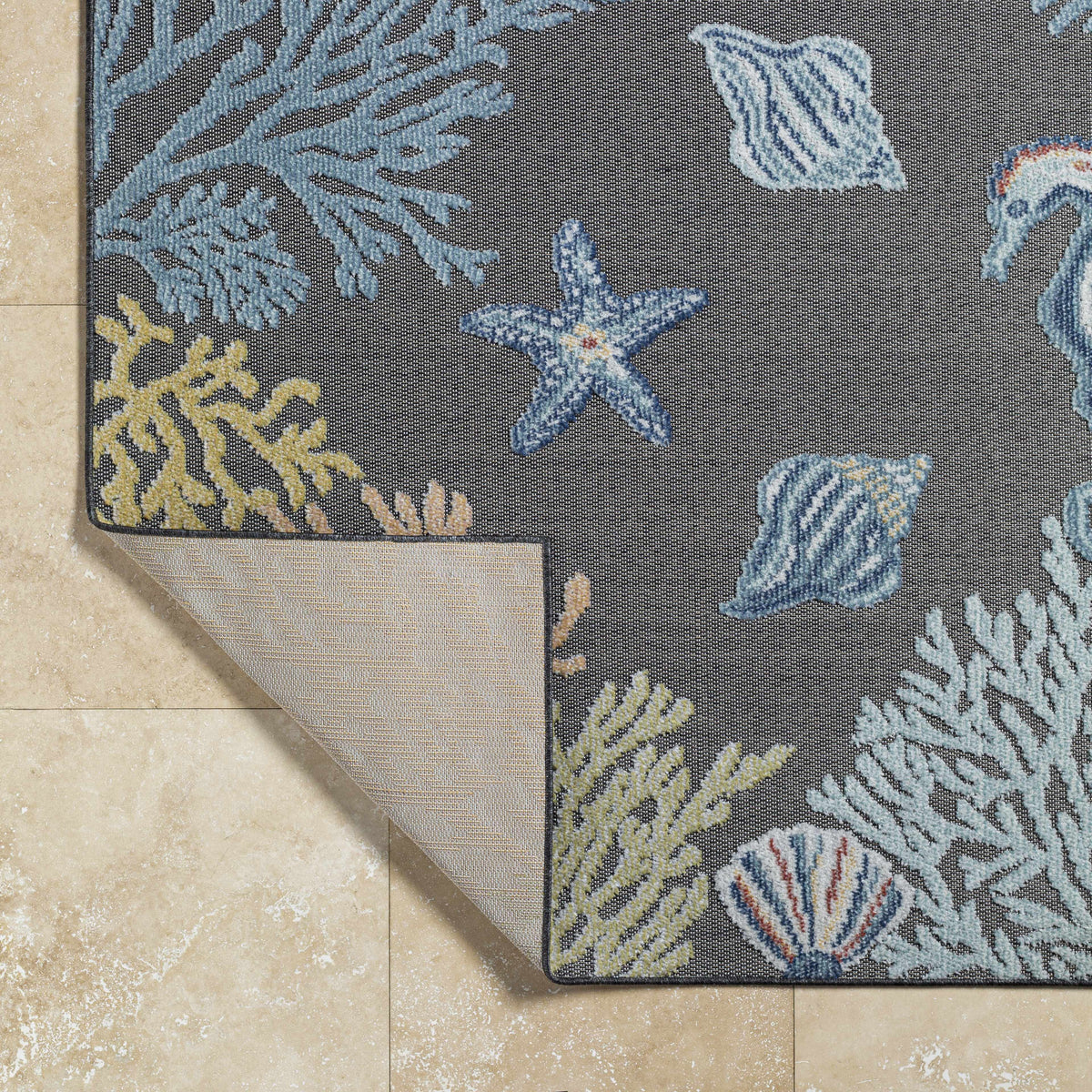 Pasca Charcoal Outdoor Area Rug - Clearance - Ornate Home