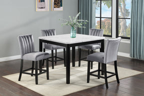 Pascal Gray/Black Faux Marble Top Counter Height Dining Set - Ornate Home