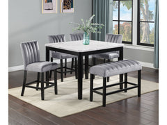Pascal Gray/Black Faux Marble Top Counter Height Dining Set - Ornate Home