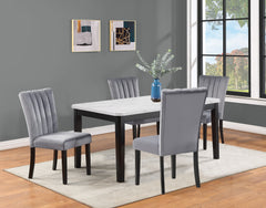 Pascal Gray/Black Faux Marble Top Dining Set - Ornate Home