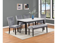 Pascal Gray/Black Faux Marble Top Dining Set - Ornate Home