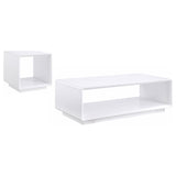 Paseo White High Gloss 2-piece Coffee and End Table Set - Ornate Home