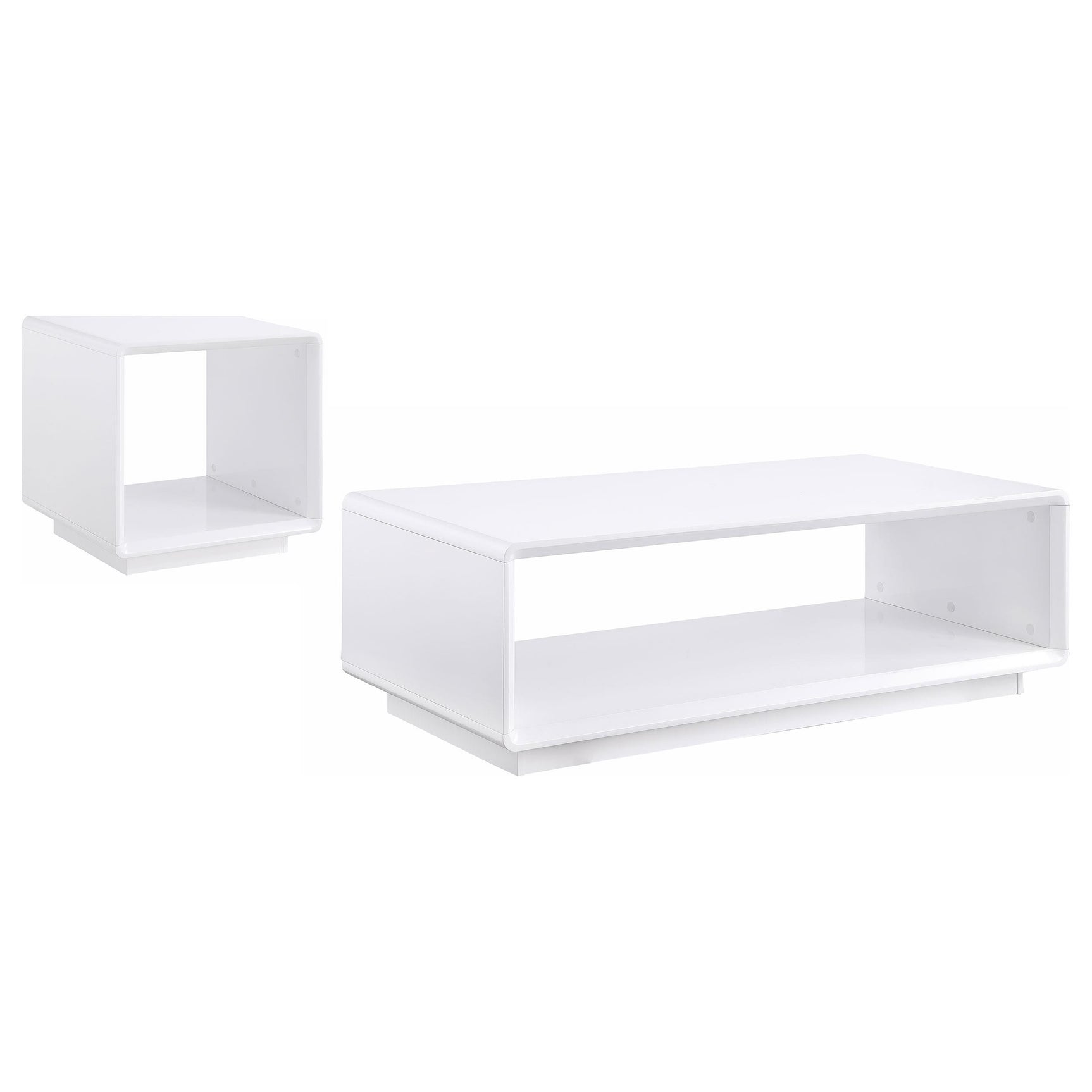 Paseo White High Gloss 2-piece Coffee and End Table Set - Ornate Home