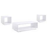 Paseo White High Gloss 3-piece Coffee and End Table Set - Ornate Home