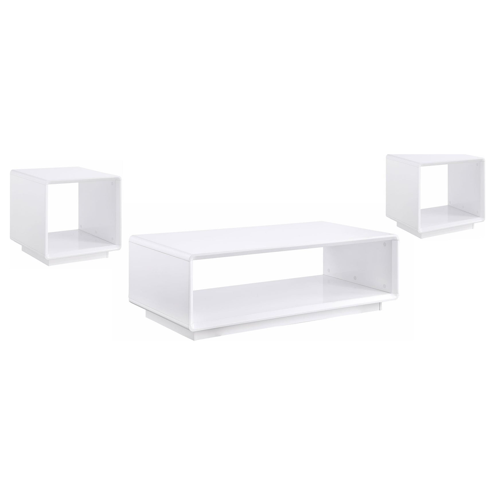 Paseo White High Gloss 3-piece Coffee and End Table Set - Ornate Home