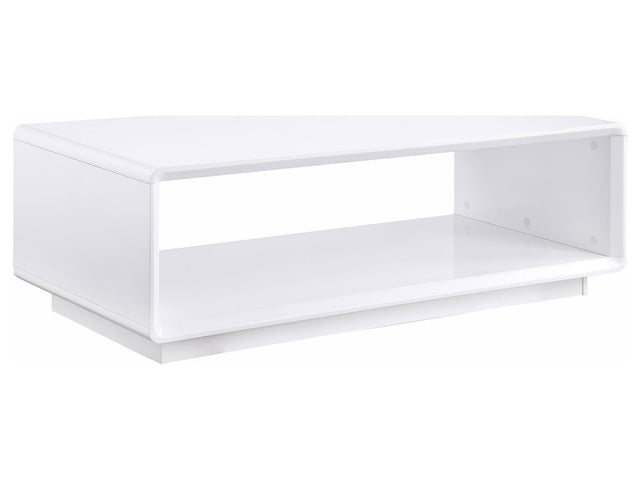 Paseo White High Gloss Rectangular Cocktail Coffee Table - Ornate Home