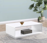 Paseo White High Gloss Rectangular Cocktail Coffee Table - Ornate Home