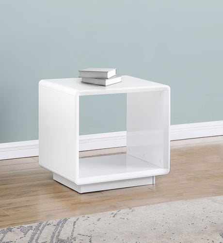 Paseo White High Gloss Square End Side Table - Ornate Home