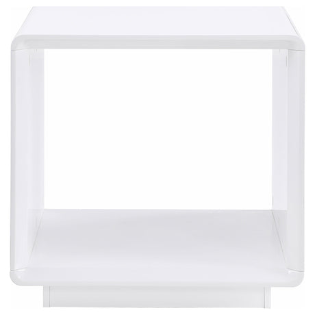 Paseo White High Gloss Square End Side Table - Ornate Home