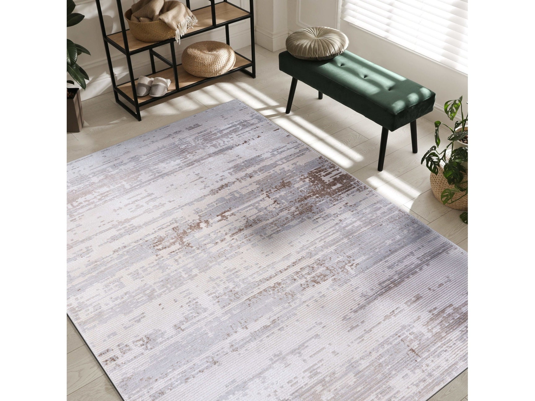 Pastoral Beige/Gray Woven Non-Slip Indoor Area Rug - Ornate Home