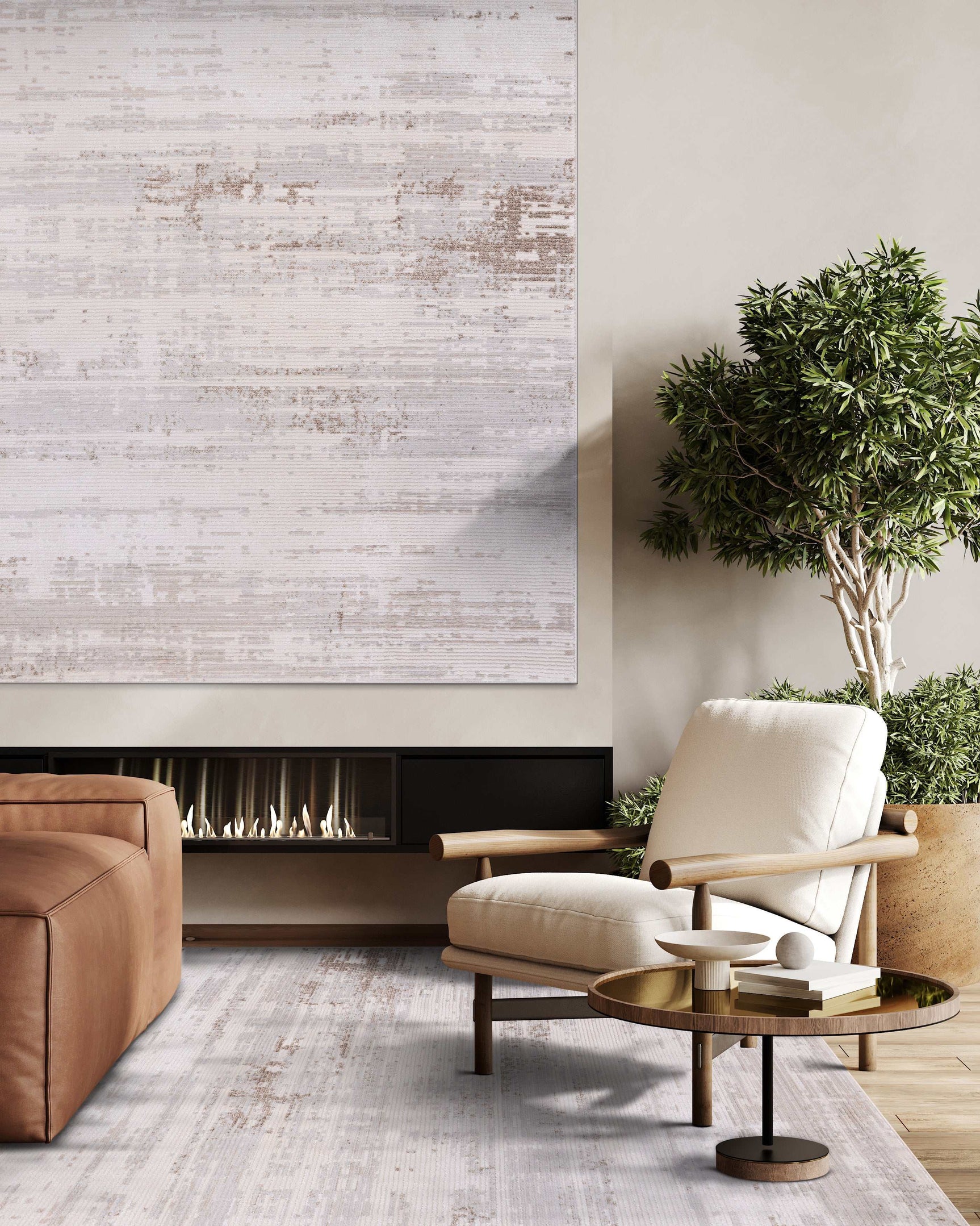 Pastoral Beige/Gray Woven Non-Slip Indoor Area Rug - Ornate Home