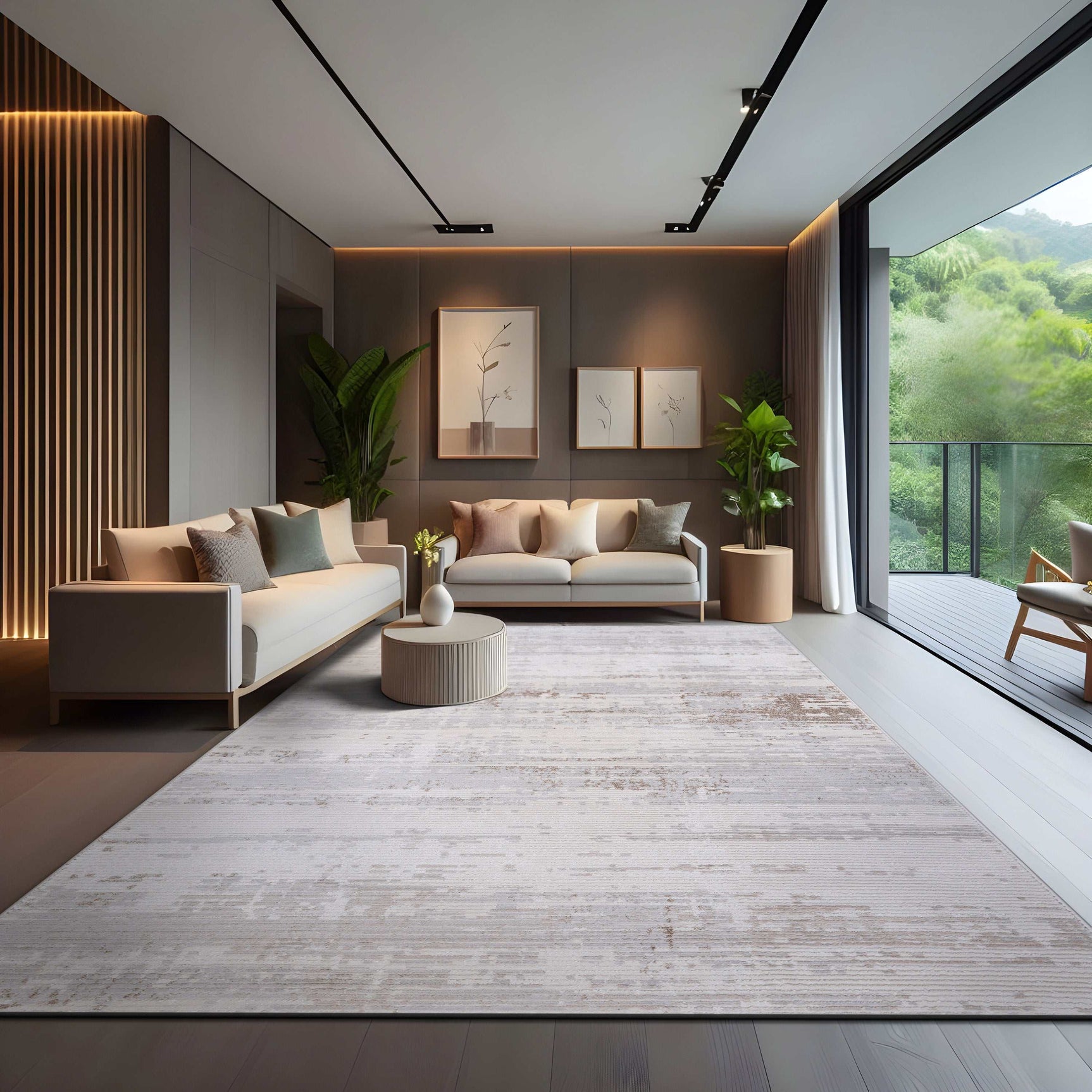 Pastoral Beige/Gray Woven Non-Slip Indoor Area Rug - Ornate Home