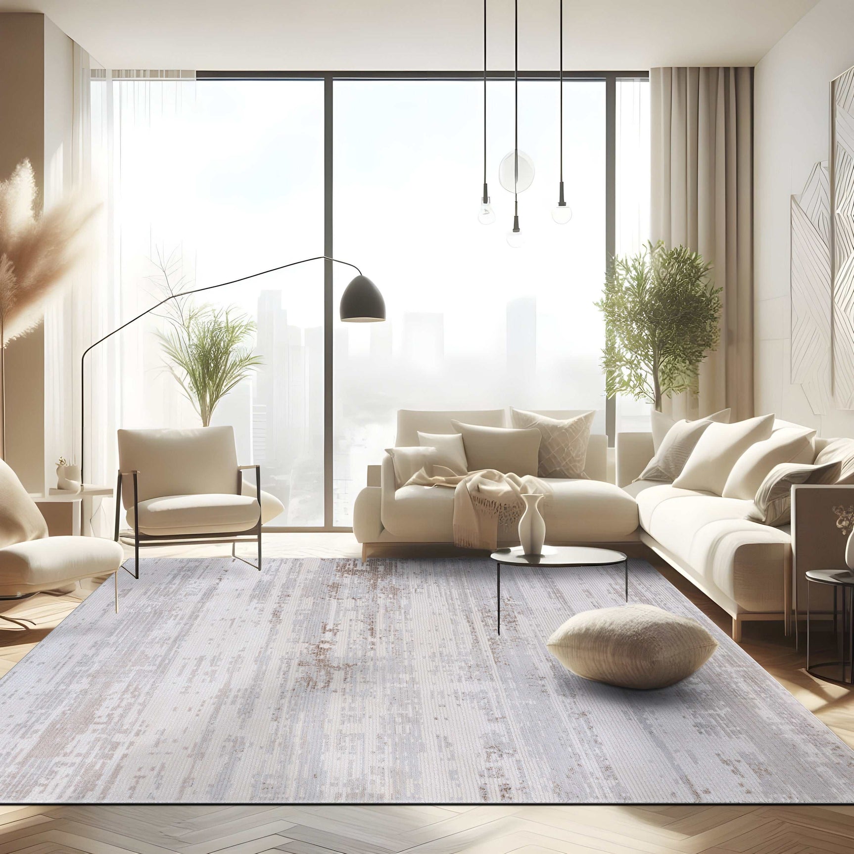 Pastoral Beige/Gray Woven Non-Slip Indoor Area Rug - Ornate Home