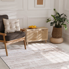 Pastoral Beige/White Woven Non-Slip Indoor Area Rug - Ornate Home