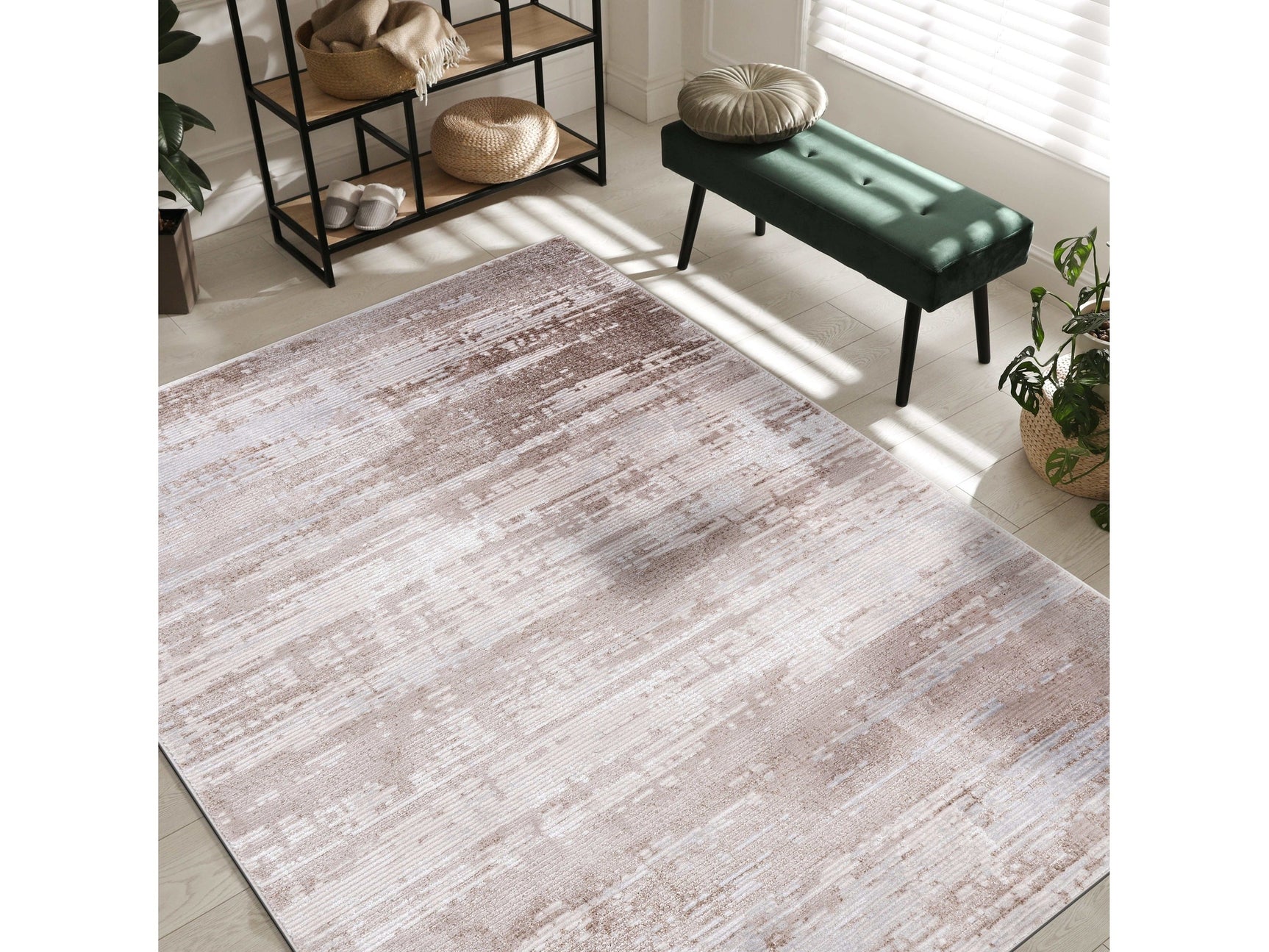 Pastoral Beige/White Woven Non-Slip Indoor Area Rug - Ornate Home