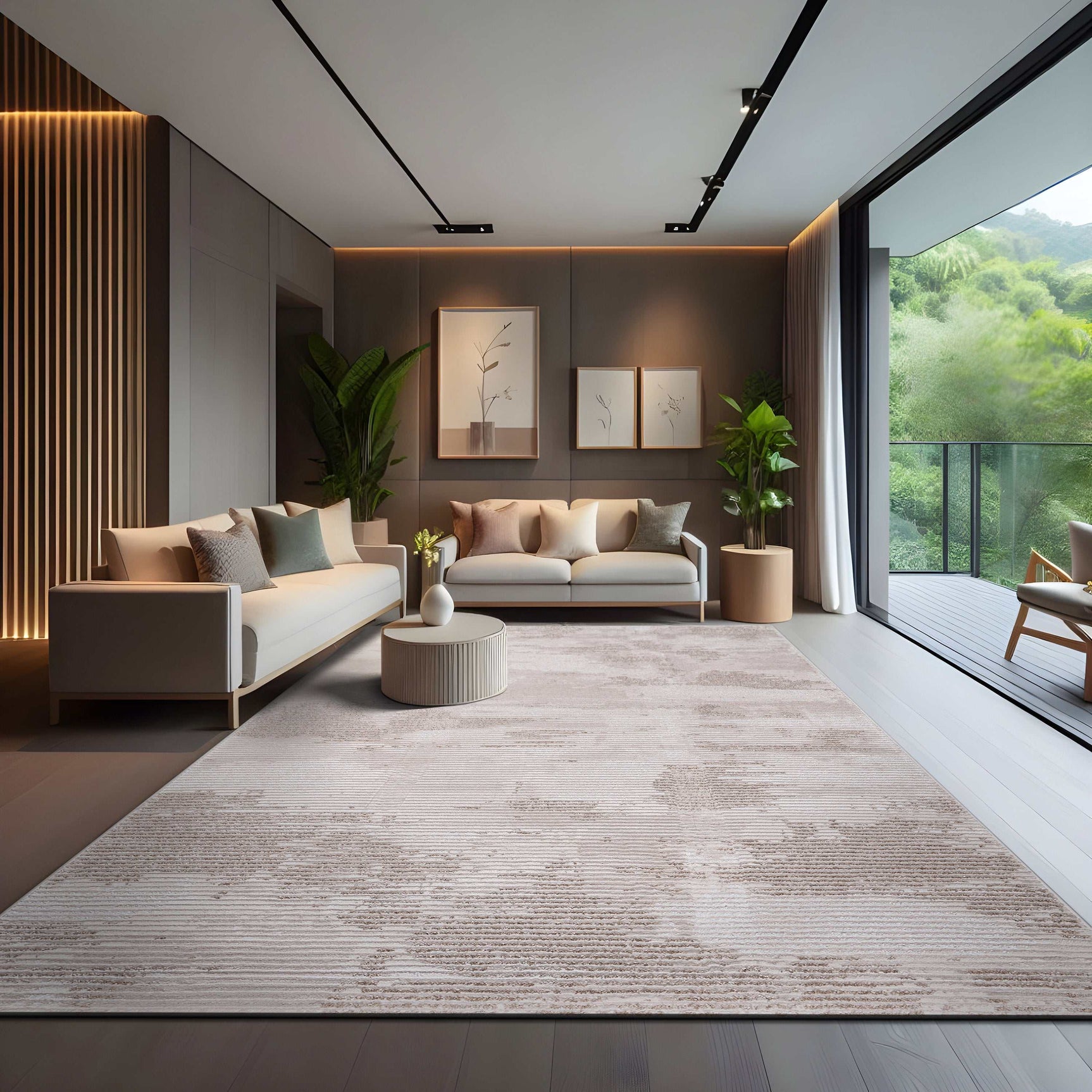 Pastoral Beige/White Woven Non-Slip Indoor Area Rug - Ornate Home