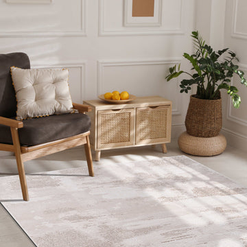 Pastoral Beige/White Woven Non-Slip Indoor Area Rug - Ornate Home