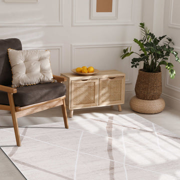 Pastoral Beige/White Woven Non-Slip Indoor Area Rug - Ornate Home