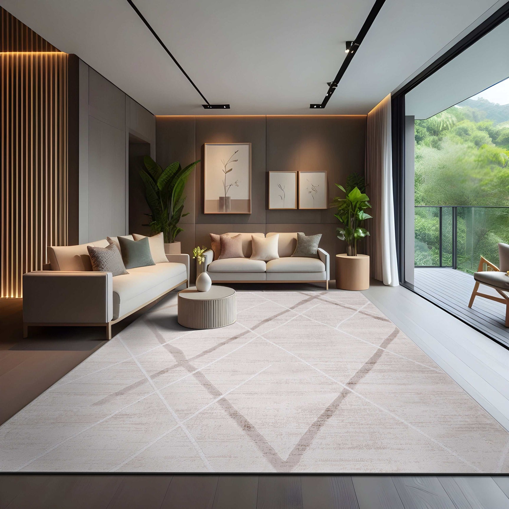 Pastoral Beige/White Woven Non-Slip Indoor Area Rug - Ornate Home