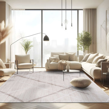 Pastoral Beige/White Woven Non-Slip Indoor Area Rug - Ornate Home