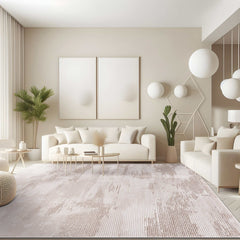 Pastoral Beige/White Woven Non-Slip Indoor Distressed Woven Area Rug - Ornate Home