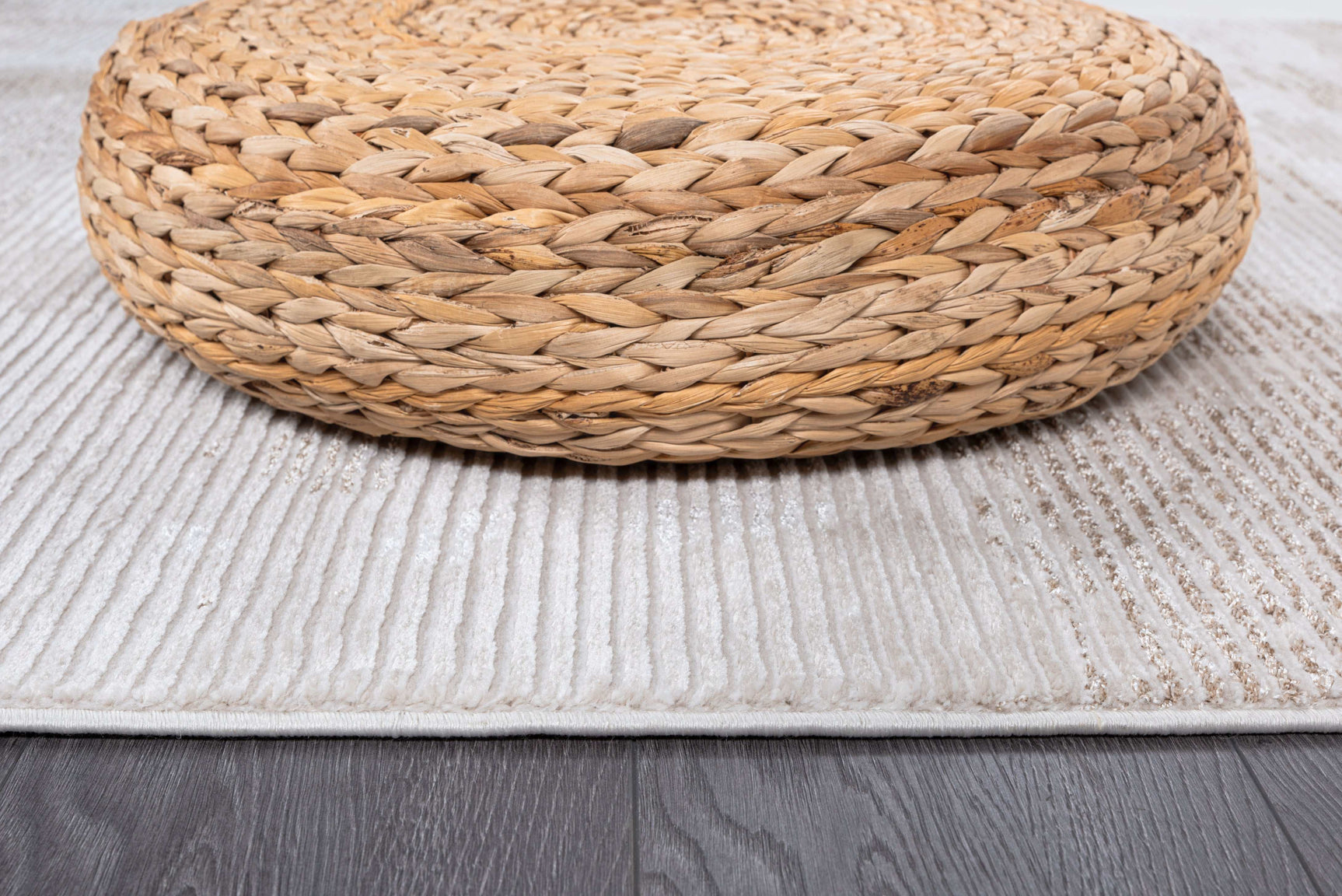 Pastoral Beige/White Woven Non-Slip Indoor Distressed Woven Area Rug - Ornate Home
