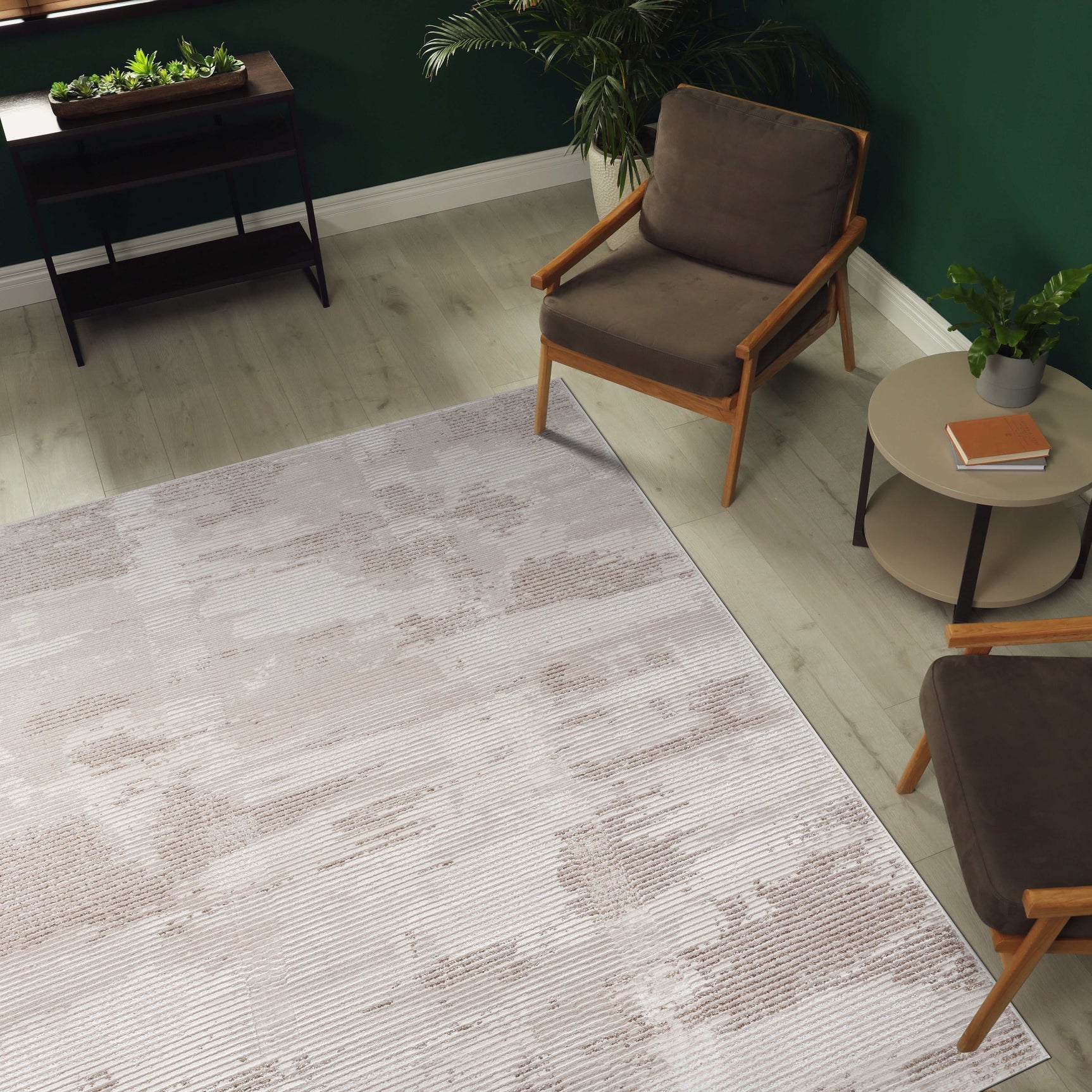 Pastoral Beige/White Woven Non-Slip Indoor Distressed Woven Area Rug - Ornate Home
