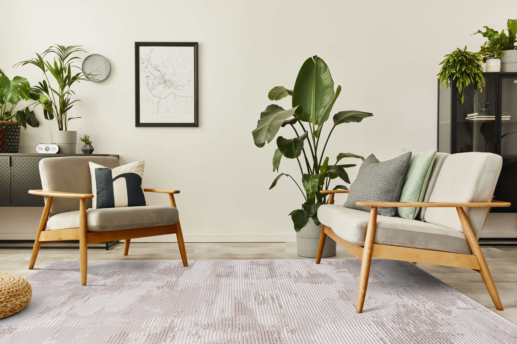 Pastoral Beige/White Woven Non-Slip Indoor Distressed Woven Area Rug - Ornate Home