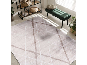 Pastoral Beige/White Woven Non-Slip Indoor Geometric Pattern Area Rug - Ornate Home