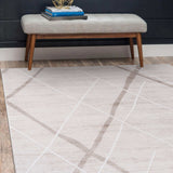 Pastoral Beige/White Woven Non-Slip Indoor Geometric Pattern Area Rug - Ornate Home