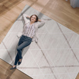 Pastoral Beige/White Woven Non-Slip Indoor Geometric Pattern Area Rug - Ornate Home
