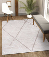 Pastoral Beige/White Woven Non-Slip Indoor Geometric Pattern Area Rug - Ornate Home