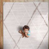 Pastoral Beige/White Woven Non-Slip Indoor Geometric Pattern Area Rug - Ornate Home
